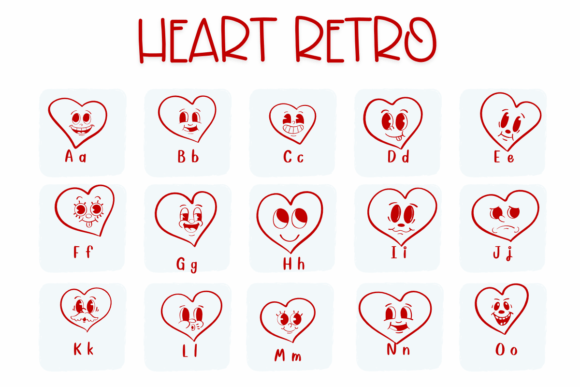 Heart Retro Font PNG with transparent background - Preview 1