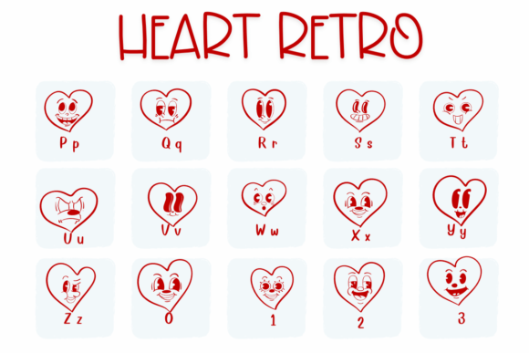 Heart Retro Font PNG with transparent background - Preview 2