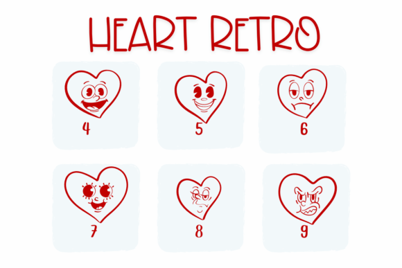 Heart Retro Font PNG with transparent background - Preview 3