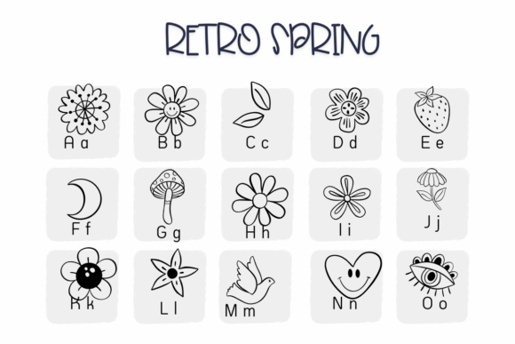 Retro Spring Font PNG with transparent background - Preview 1
