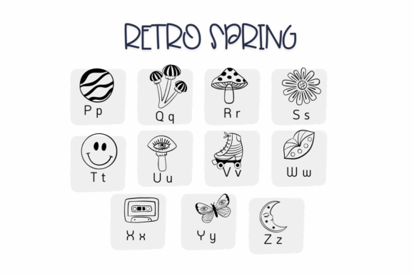 Retro Spring Font PNG with transparent background - Preview 2