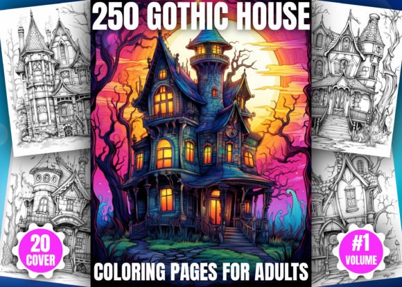 250 Gothic House Coloring Pages - KDP
