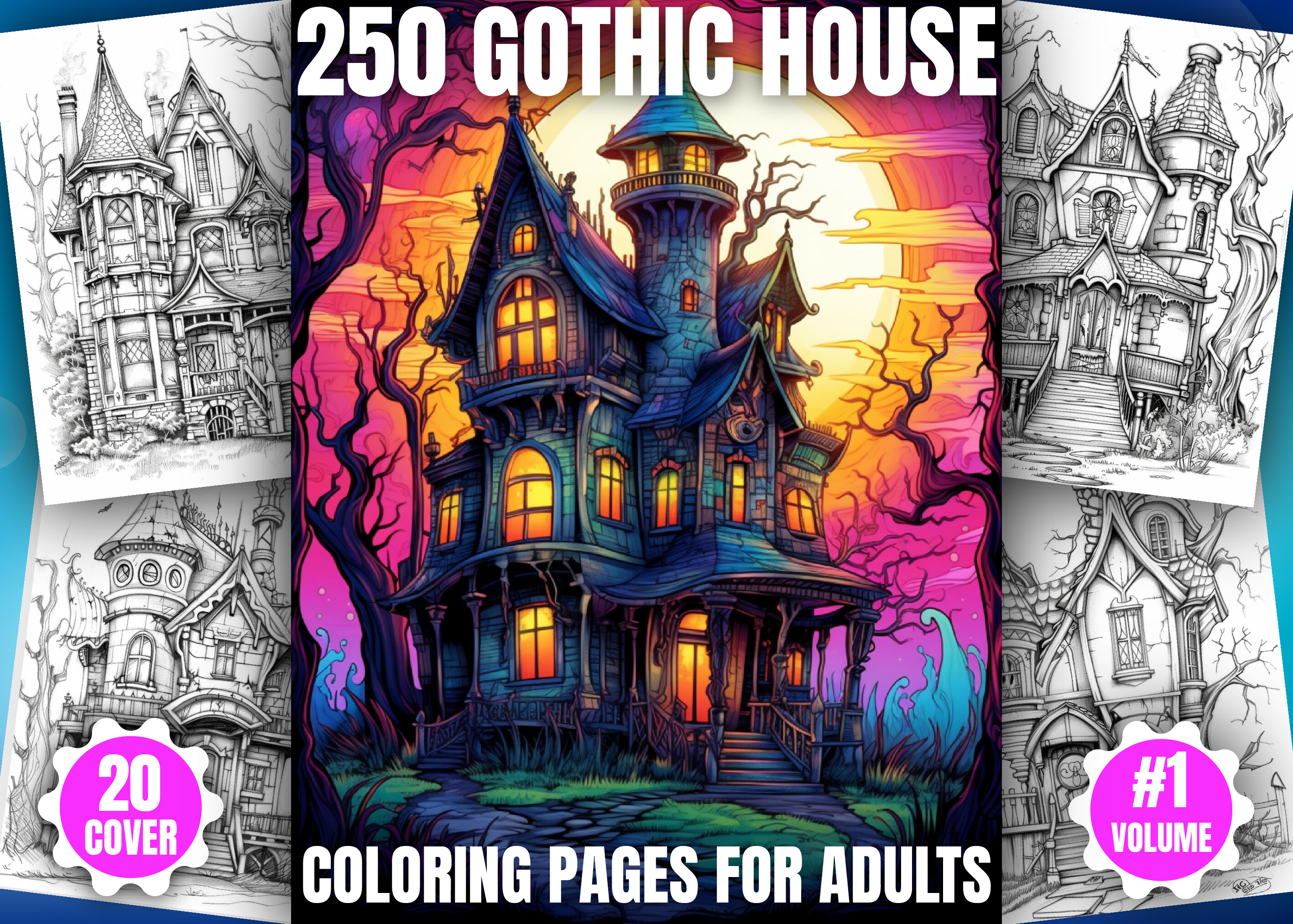 250 Gothic House Coloring Pages - KDP