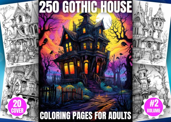 250 Gothic House Coloring Pages - KDP