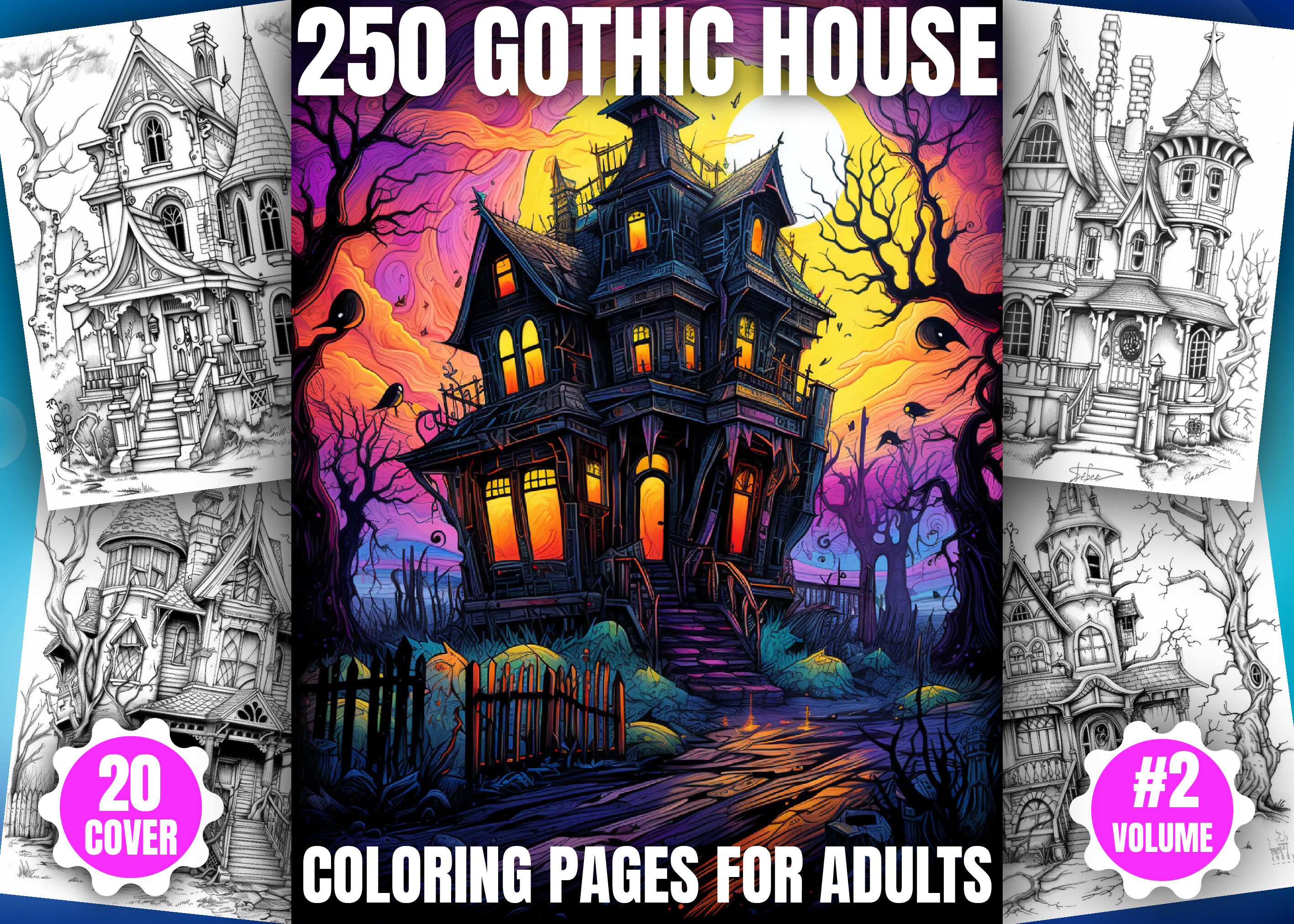 250 Gothic House Coloring Pages - KDP