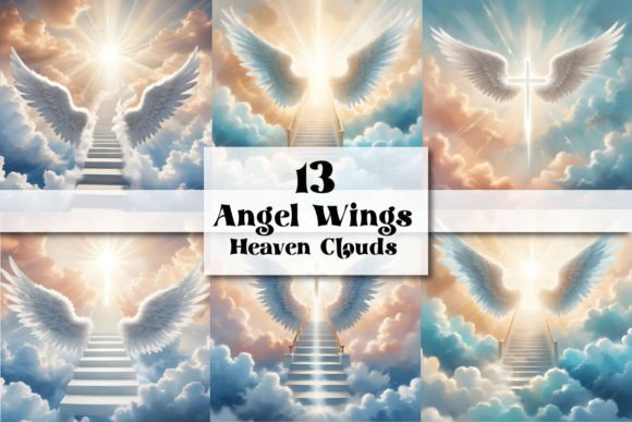 Angel Wings Heaven Clouds Stair Memorial Graphic by Ak Artwork ...