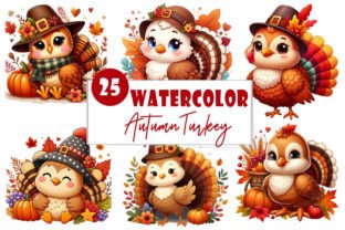 Autumn Cute Turkey Graphic by Watercolor Clipart · Creative Fabrica