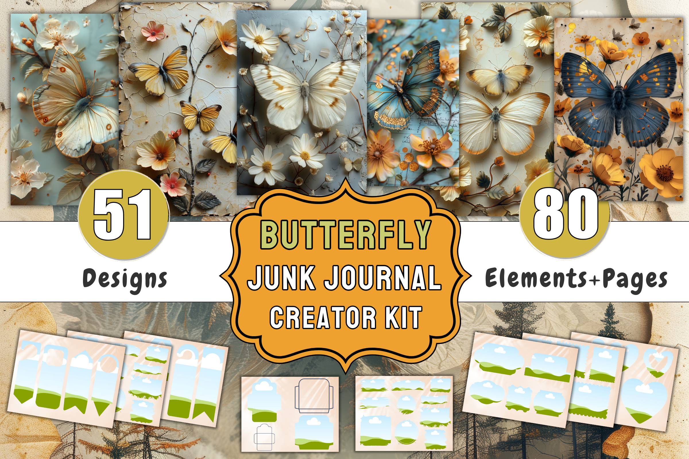 Butterfly Junk Journal Canva Template