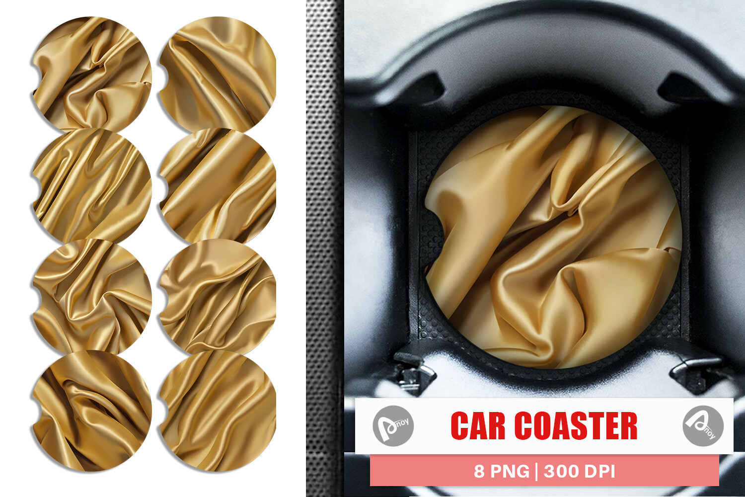 Car Coaster Gold Silk Pattern Graphic by Artnoy · Creative Fabrica