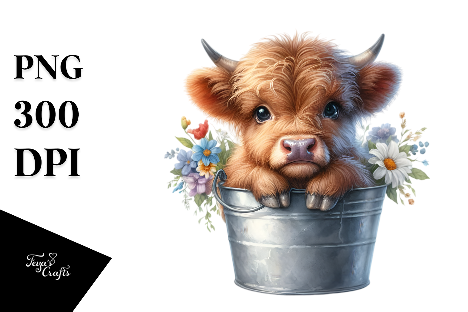 Cute Baby Highland Cow with Flowers Graphic by Anastasia Feya ...
