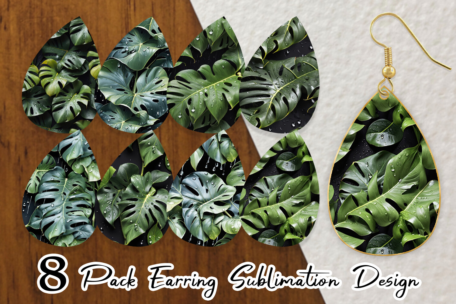 Earring Forest Leaves Pattern Graphic by Artnoy · Creative Fabrica
