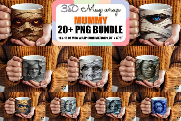 Halloween Mummy 3d Mug Wrap Bundle Graphics
