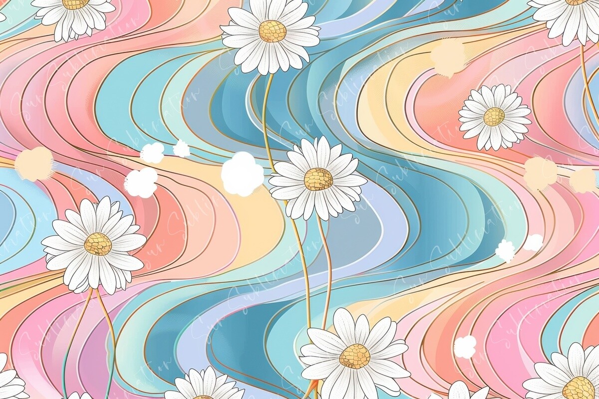 Retro Floral Waves Graphic by Sun Sublimation · Creative Fabrica