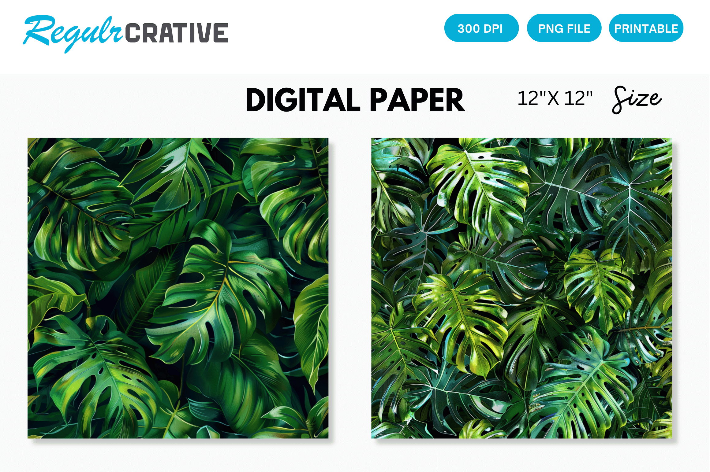 Tropical Leaves Digital Paper Patterns Graphic by Regulrcrative ...