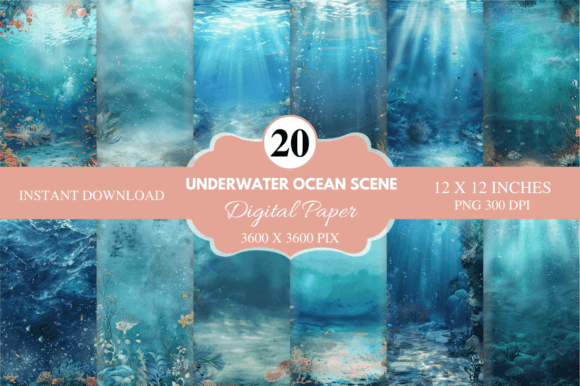 Underwater Ocean Scene Digital Paper