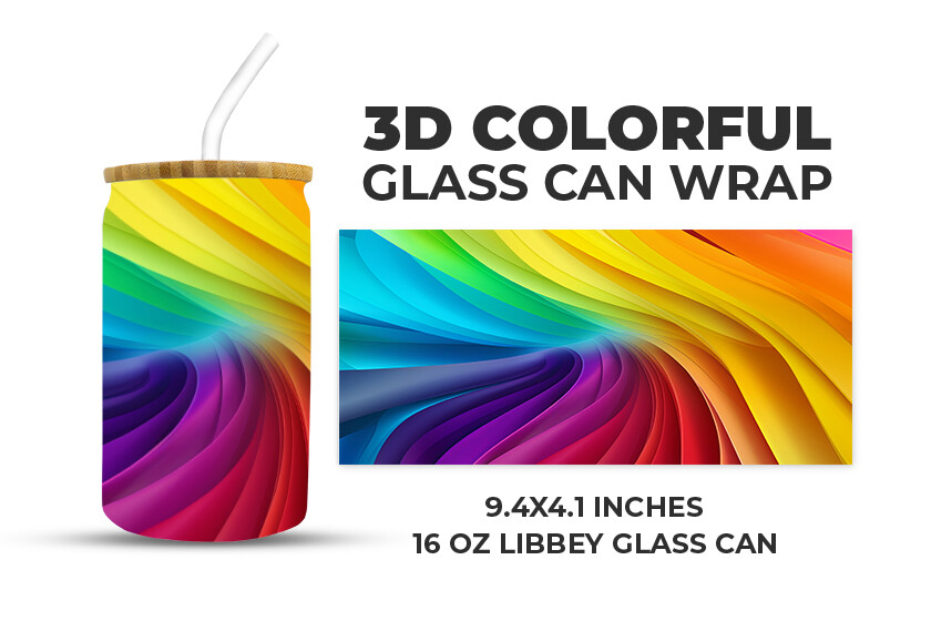 3D Colorful Glass Can Wrap Graphic by Creative World · Creative Fabrica