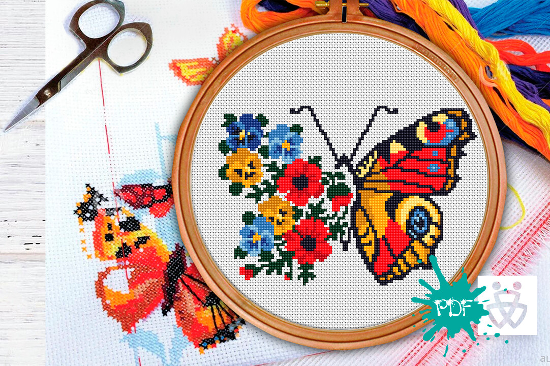 Flower Butterfly - Cross Stitch Pattern