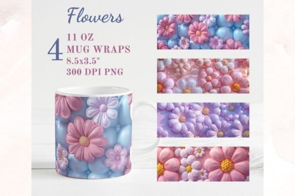 Inflated Flowers Mug Wrap 3d Effect Graphics