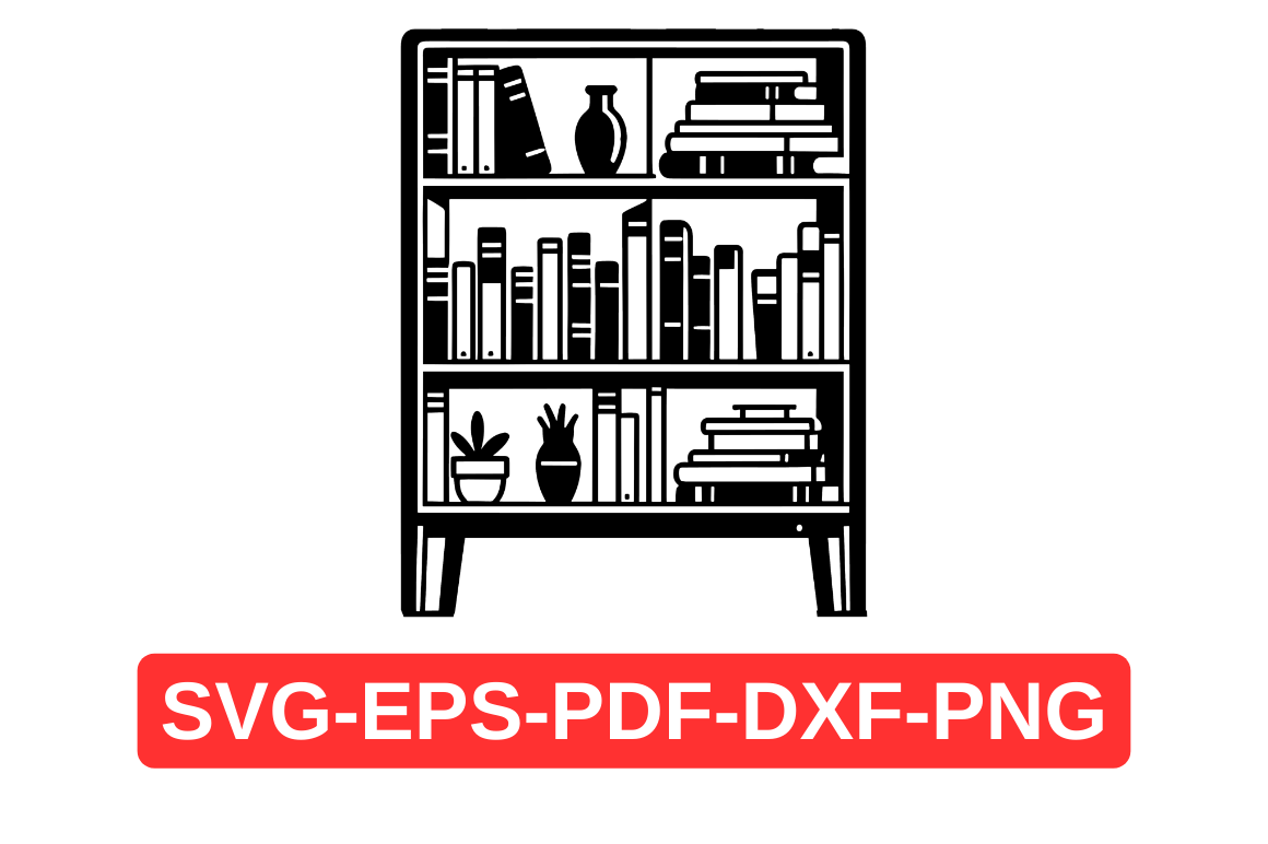 Modern Bookshelf SVG File, Home Library Graphic by Artful Assetsy ...