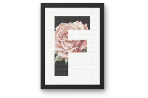 Pink Rose on Black F Monogram