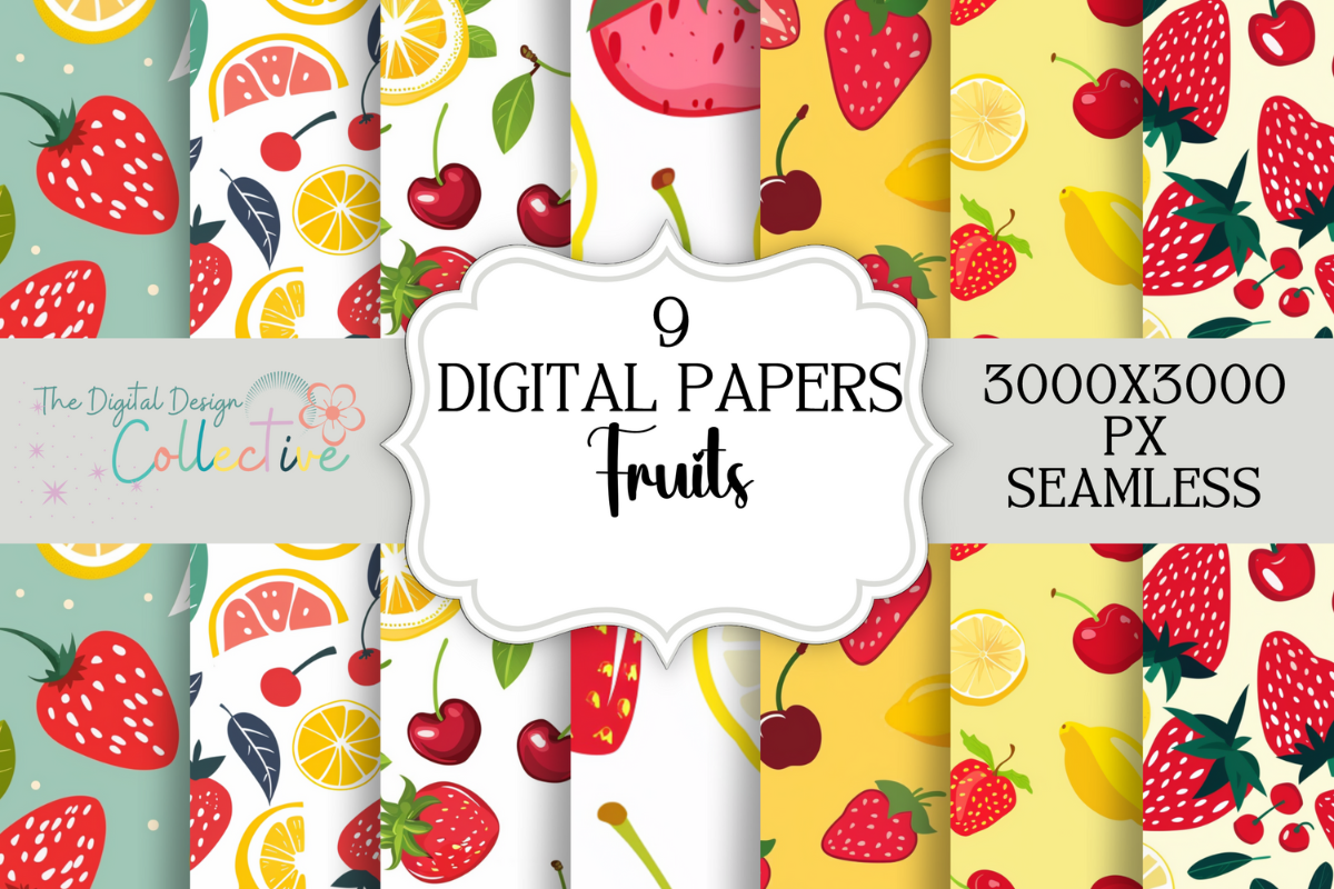 Summer Fruit Seamless Pattern Bundle Graphic by lizballew · Creative ...