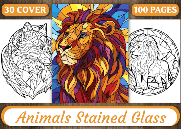 100 Animals Stained Glass Coloring Pages