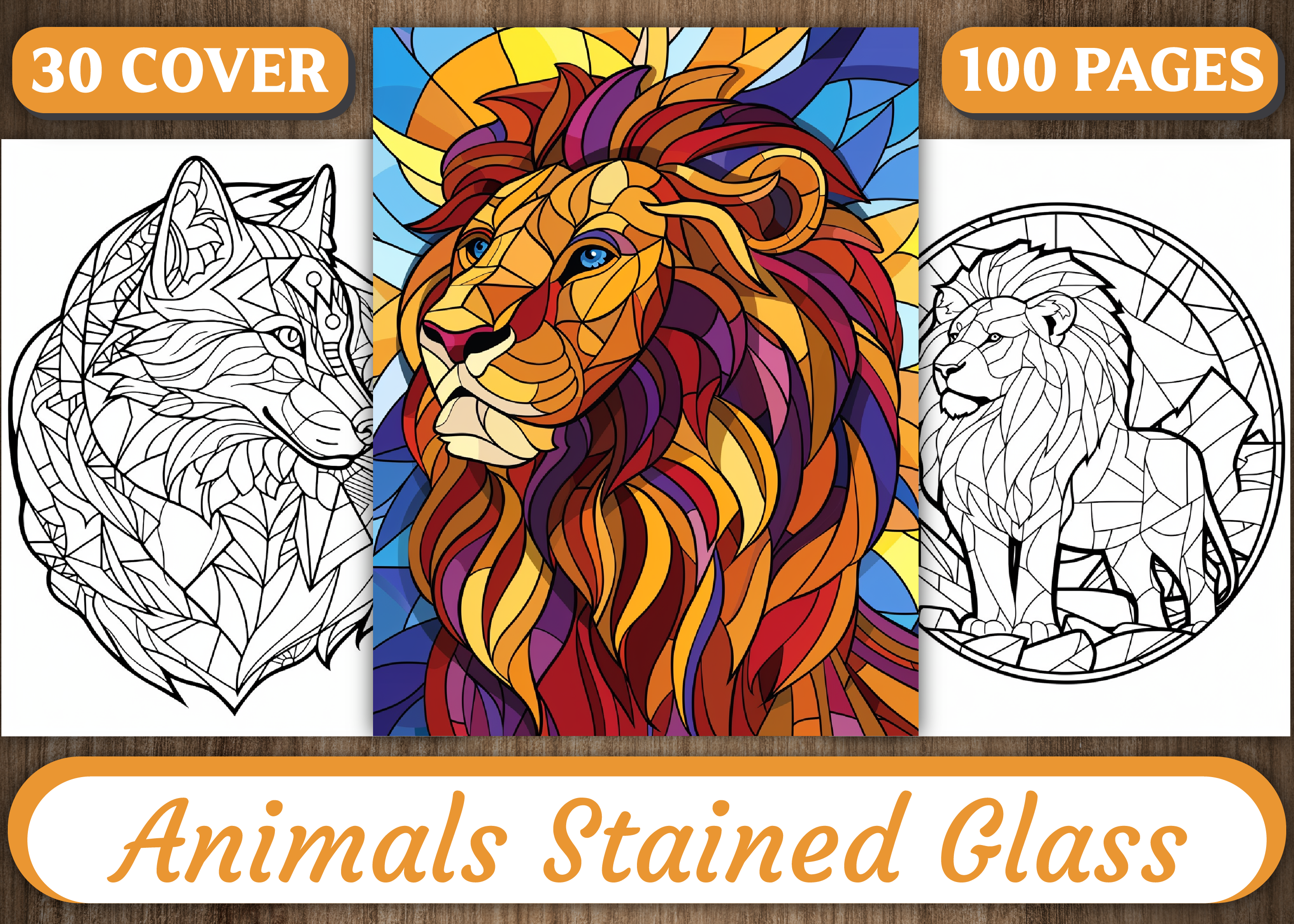 100 Animals Stained Glass Coloring Pages