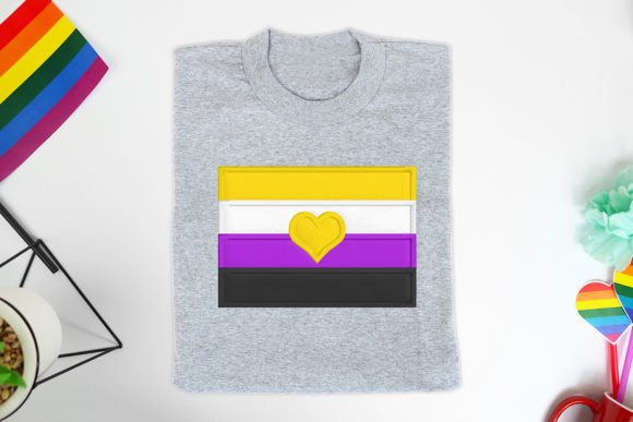 4 Color LGBT Pride Flag Love Applique