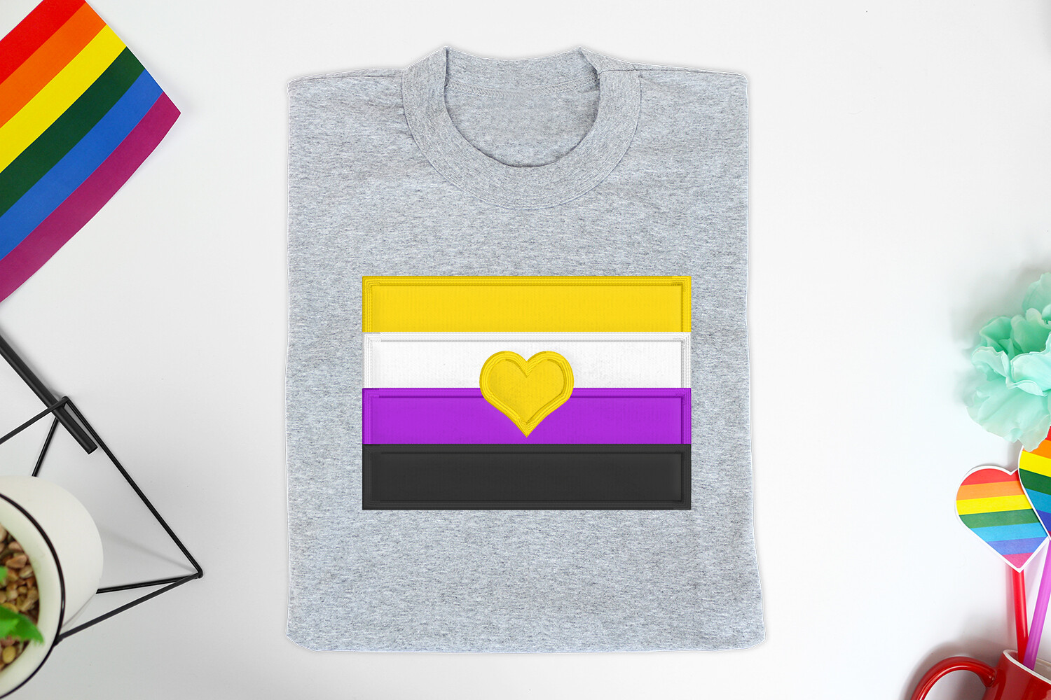4 Color LGBT Pride Flag Love Applique