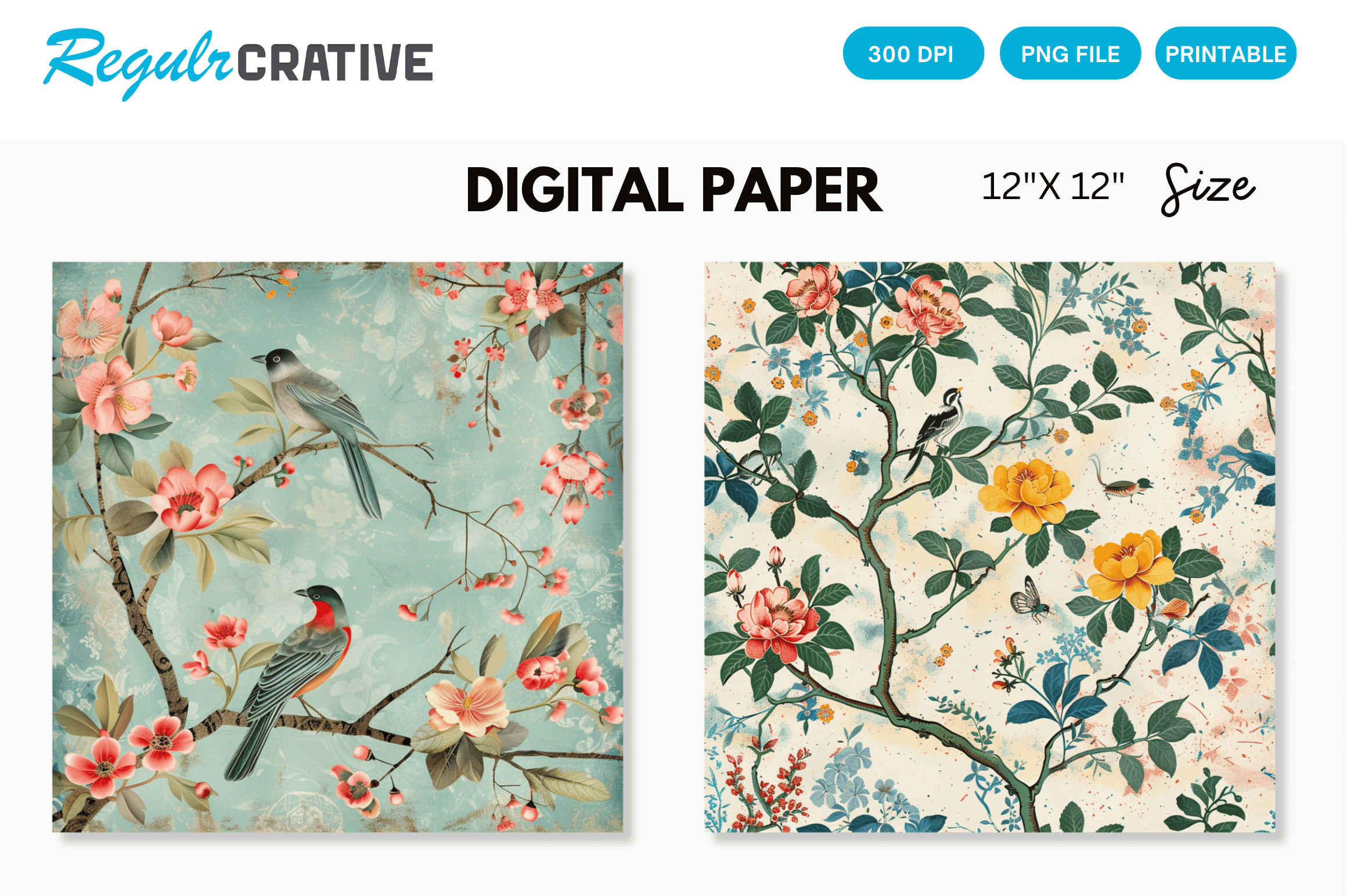 Chinoiserie Digital Paper Graphic by Regulrcrative · Creative Fabrica