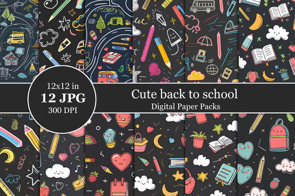 Cute Back to School Digital Paper Graphic by Nam Tiwa · Creative Fabrica