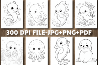Cute Sea Animal Coloring Pages for Kids Graphic by Design Hub ...
