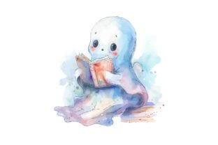Cute Ghost Reading a Book Graphic by Brainside · Creative Fabrica