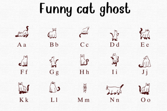 Funny Cat Ghost Font PNG with transparent background - Preview 1