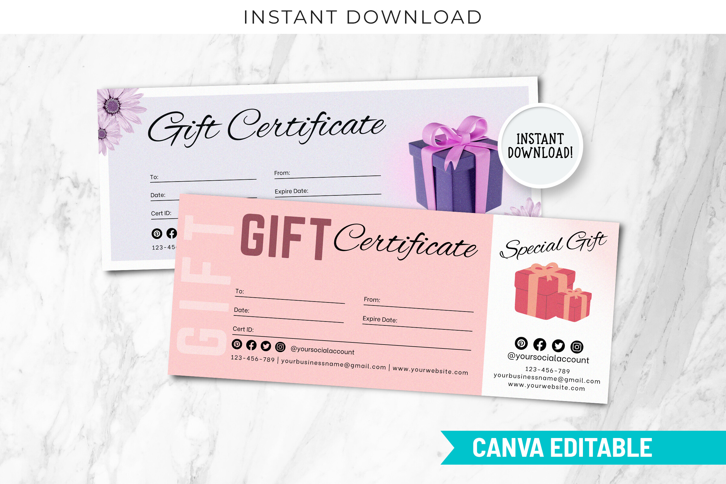 Gift Certificate Template Canva Editable