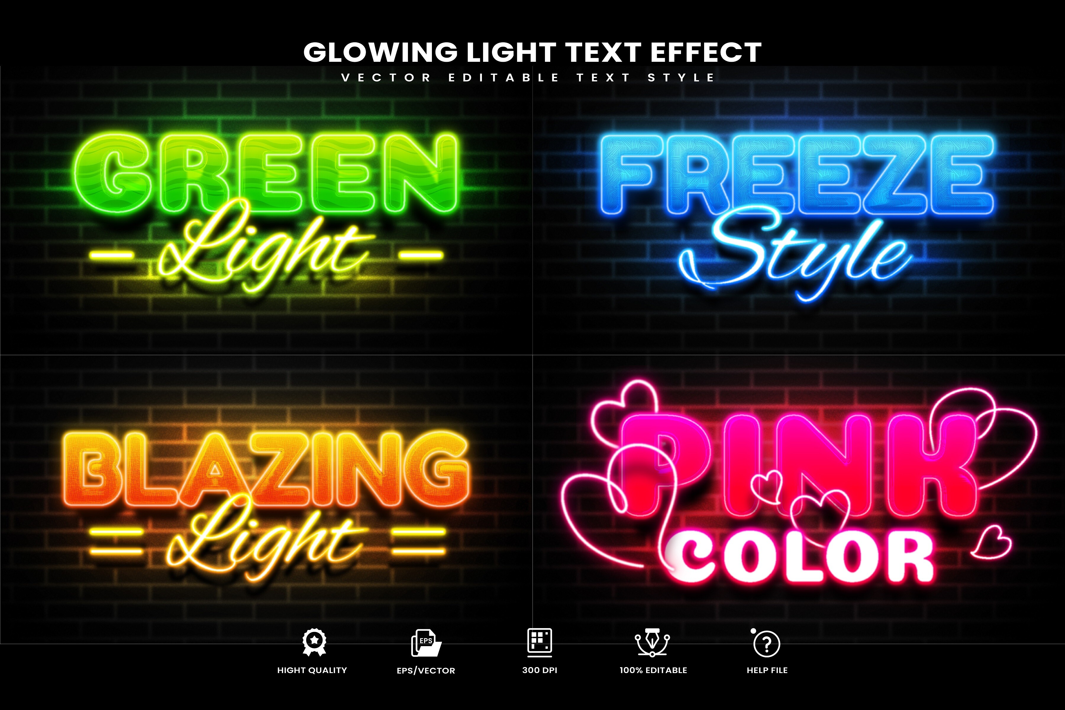 Glowing Light Editable Text Effect Graphic by Niestart Creation ...