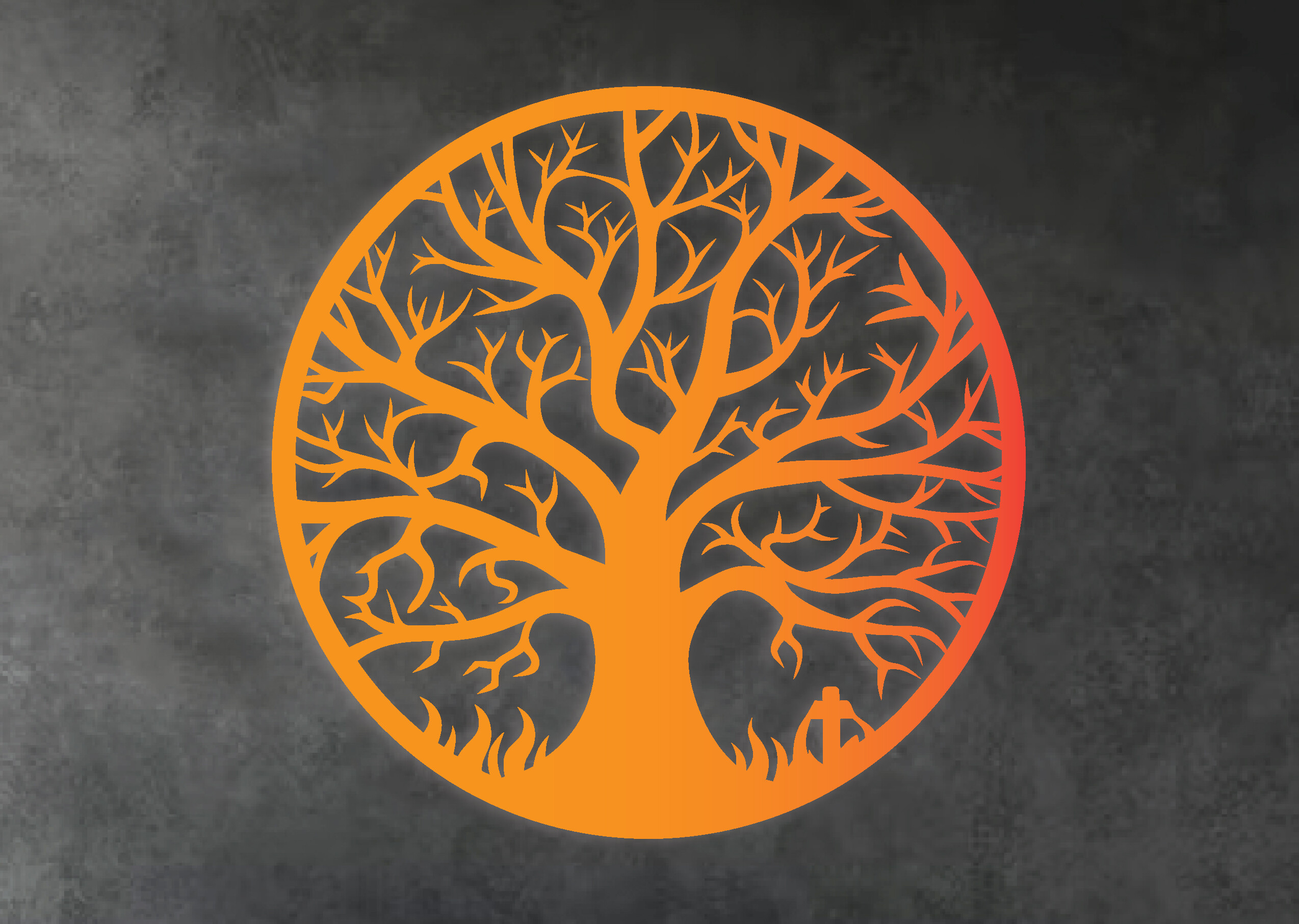 Tree Round Sign Halloween Tree Round Metal Sign Graphic by MetalWallArt · Creative Fabrica