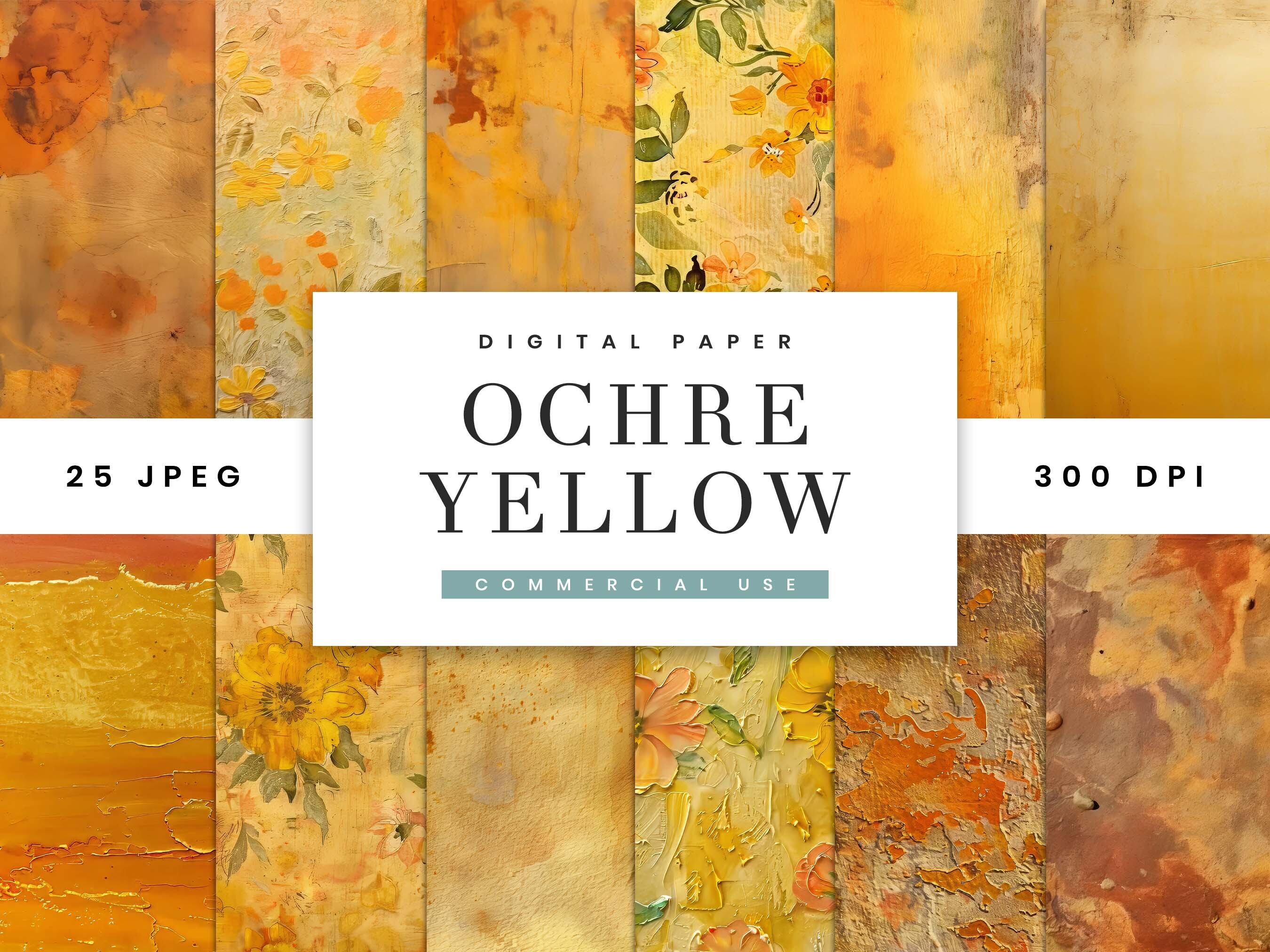 Paint Textures in Ochre Yellow Paper