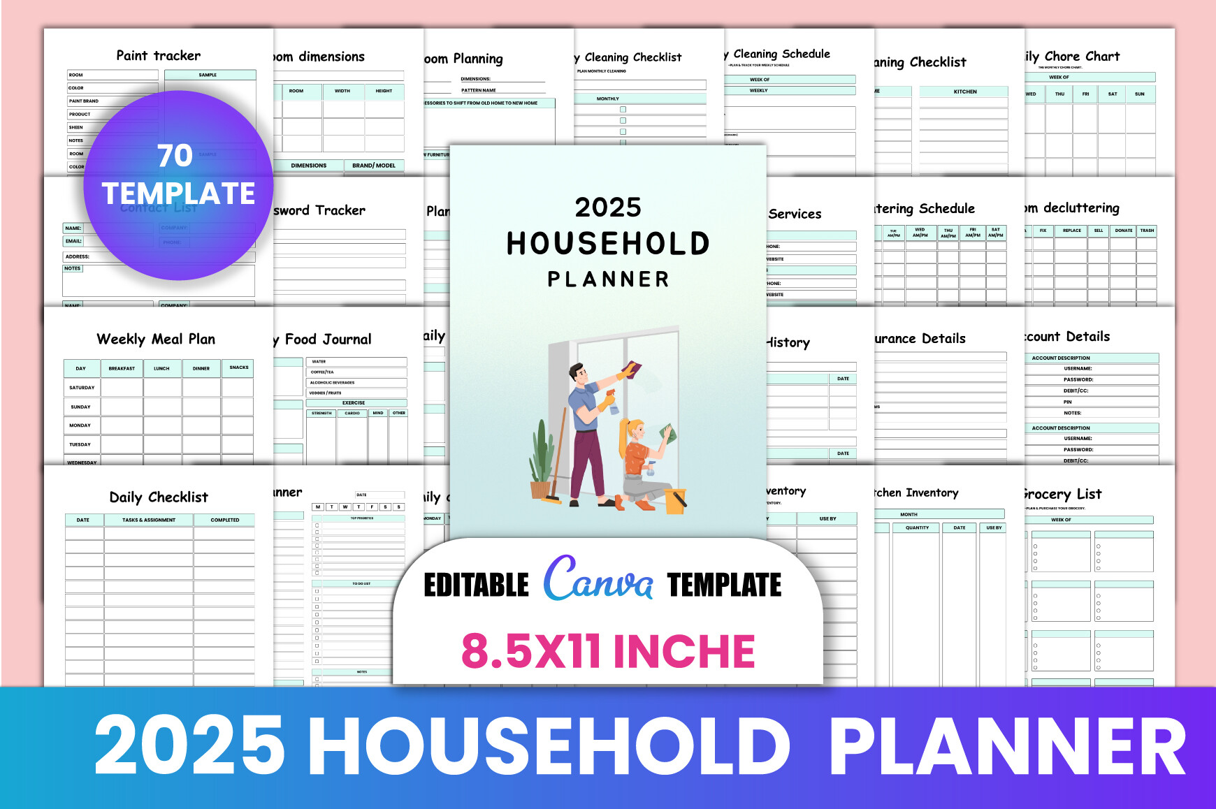 2025 HOUSEHOLD Planner Canva Graphic by munjixpro · Creative Fabrica