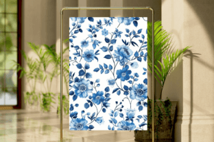 Blue & White Floral Digital Paper Bundle Graphic by Regulrcrative ...