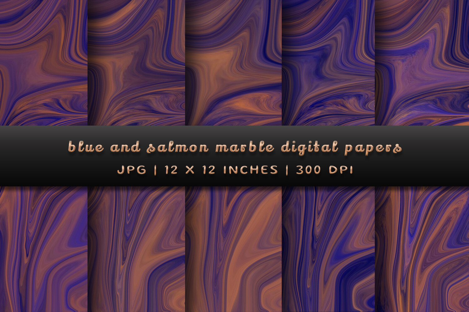 Blue and Salmon Marble Digital Papers Graphic by Pugazh Logan ...