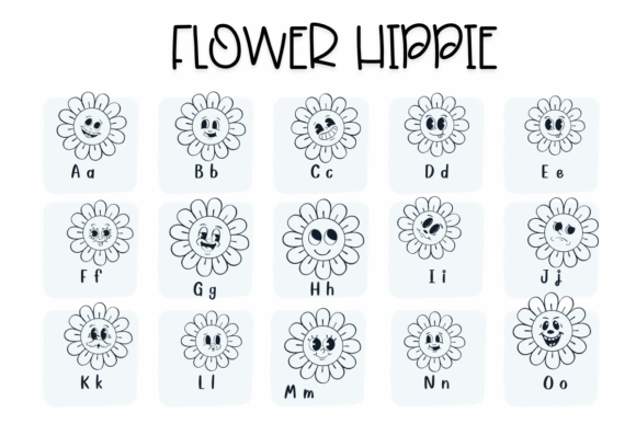 Flower Hippie Font PNG with transparent background - Preview 1