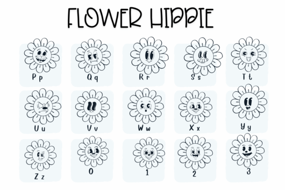 Flower Hippie Font PNG with transparent background - Preview 2