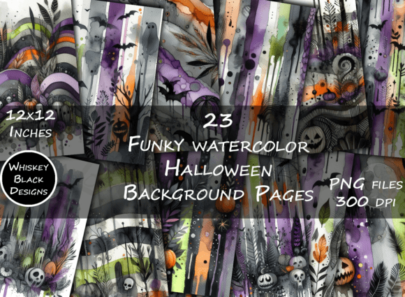 Funky Watercolor Halloween Backgrounds