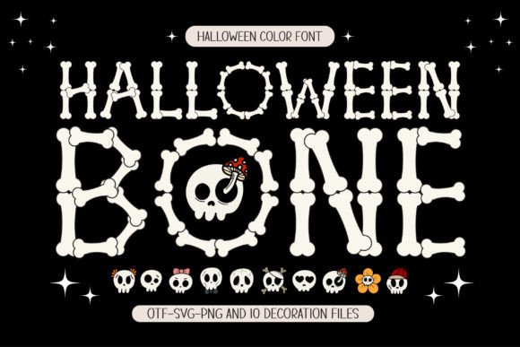 Halloween Bone Farb-Schriftarten Schriftart Von Issie_Studio