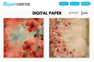 Printable Vintage Floral Digital Paper Graphic by Regulrcrative ...