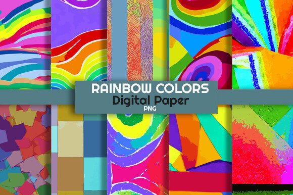 Rainbow Colors Seamless Pattern Digital Graphic Backgrounds By yawclips