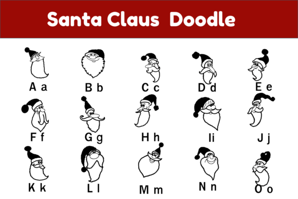 Santa Claus Doodle Font PNG with transparent background - Preview 1