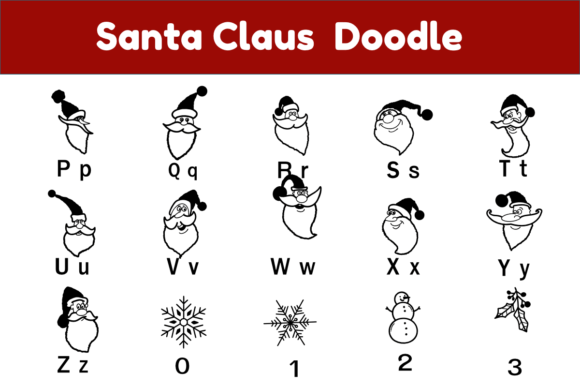 Santa Claus Doodle Font PNG with transparent background - Preview 2