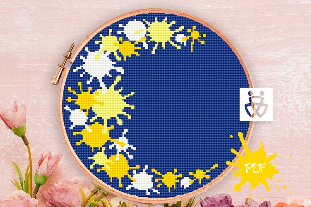 Splash Moon Cross Stitch Pattern PDF